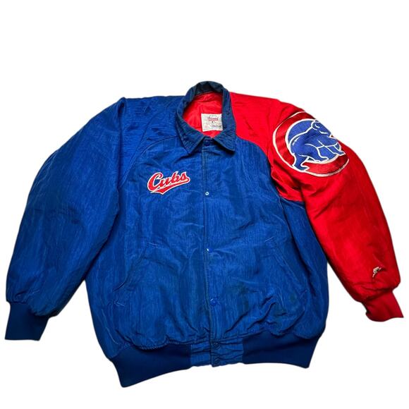 Vintage 1990s Chicago Cubs MLB Stater Jacket Size Medium Made In The USA - Picture 1 of 7